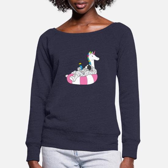 Astronaut relaxes in unicorn swimming 